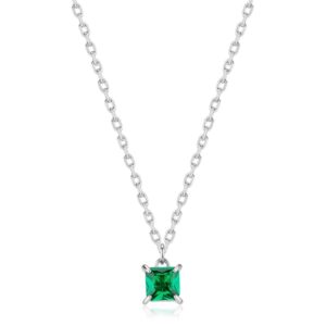 COLLANA IN ACCIAIO SAGAPO CON ZIRCONE VERDE