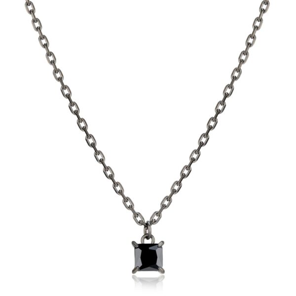 COLLANA ACCIAIO SAGAPO CON ZIRCONE NERO