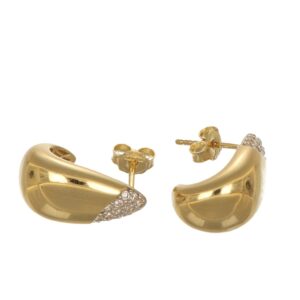ORECCHINI ORO GIALLO LOBO GOCCIA CON ZIRCONI GR 4.5