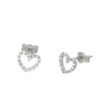 ORECCHINI ORO BIANCO LOBO CUORE CON ZIRCONI GR 1.2