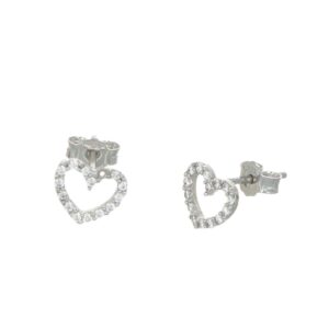 ORECCHINI ORO BIANCO LOBO CUORE CON ZIRCONI GR 1.2