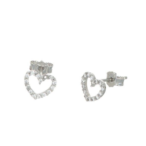 ORECCHINI ORO BIANCO LOBO CUORE CON ZIRCONI GR 1.2