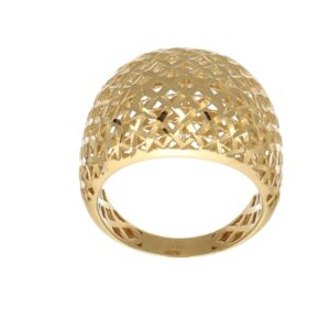 ANELLO ORO GIALLO FASCIA LAVORATA BOMBATA