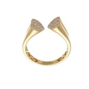 ANELLO ORO GIALLO APERTO CON CUORI CON ZIRCONI BIANCHI