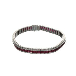 BRACCIALE ORO BIANCO C/RUBINI E DIAM