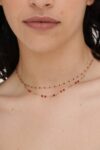 COLLANA CORTA DUE FILI ACCIAIO E MALACHITE KLK GIOIELLI