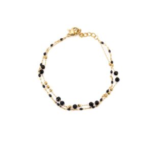 BRACCIALE DUE FILI ACCIAIO E MALACHITE