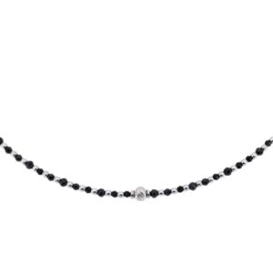 COLLANA CORTA MULTI PALLINE ACCIAIO E AGATA NERA KLK GIOIELLI