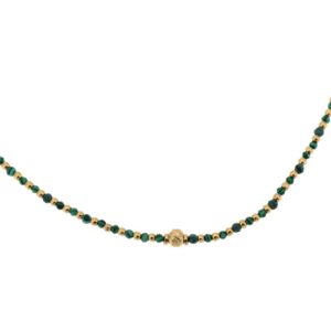 COLLANA CORTA MULTI PALLINE ACCIAIO E MALACHITE