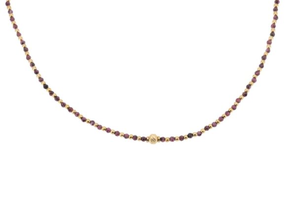 COLLANA CORTA MULTI PALLINE ACCIAIO E AMESTISTA KLK GIOIELLI