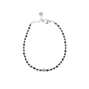 BRACCIALE MULTI PALLINE ACCIAIO E AGATA NERA KLK GIOIELLI