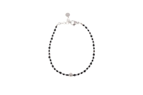 BRACCIALE MULTI PALLINE ACCIAIO E AGATA NERA KLK GIOIELLI