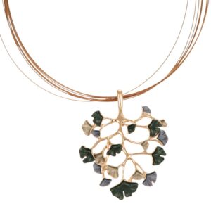 COLLANA FILI ACCIAIO CORTA ZAMA FOGLIOLINE GINGKO KLK GIOIELLI