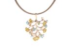 COLLANA FILI ACCIAIO CORTA ZAMA FOGLIOLINE GINGKO KLK GIOIELLI