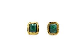 ORECCHINI IN OTTONE CON PIETRE MALACHITE