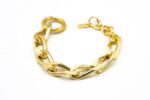 BRACCIALE CATENA ALLUMINIO DORATA KLK GIOIELLI MAGLIA PIATTA PICCOLA