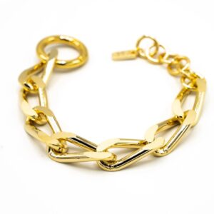 BRACCIALE CATENA ALLUMINIO DORATA KLK GIOIELLI MAGLIA PIATTA PICCOLA