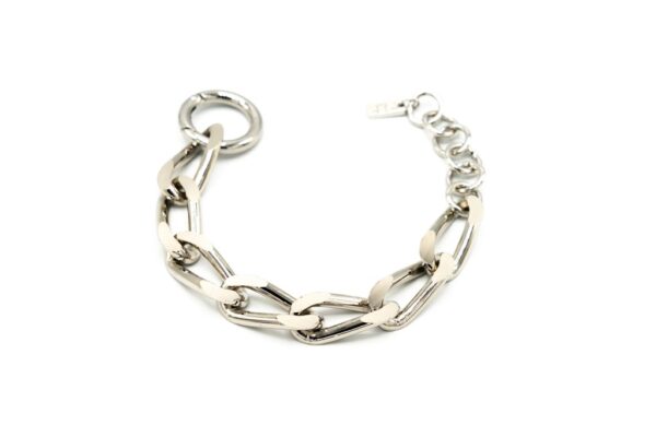 BRACCIALE CATENA ALLUMINIO ARGENTATA KLK GIOIELLI MAGLIA PIATTA PICCOLA