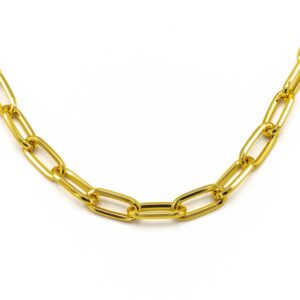 COLLANA LUNGA 90CM CATENA ALLUMINIO DORATA KLK GIOIELLI MAGLIA OVALE STRETTA