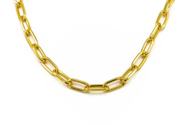 COLLANA LUNGA 90CM CATENA ALLUMINIO DORATA KLK GIOIELLI MAGLIA OVALE STRETTA
