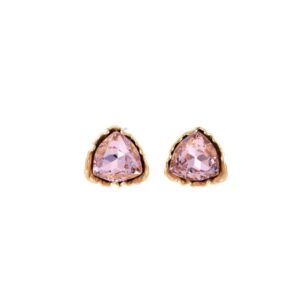 ORECCHINI OTTONE TRIANGOLO OPACO CON CRISTALLO ROSA