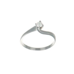 ANELLO ORO BIANCO SOLITARIO CON DIAMANTE KT 0.14 G VS 2