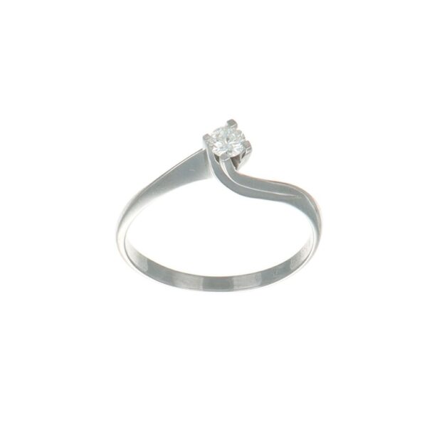 ANELLO ORO BIANCO SOLITARIO CON DIAMANTE KT 0.14 G VS 2