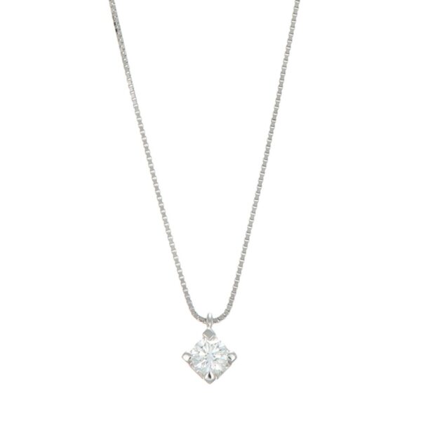 COLLANA ORO BIANCO PUNTO LUCE CON DIAMANTE KT 0.17 G SI 2