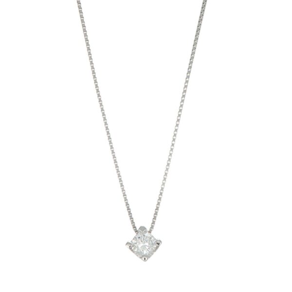 COLLANA ORO BIANCO PUNTO LUCE CON DIAMANTE KT 0.15 G SI 2