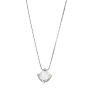 COLLANA ORO BIANCO PUNTO LUCE CON DIAMANTE KT 0.36 G SI 2
