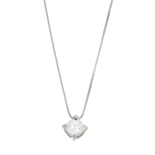 COLLANA ORO BIANCO PUNTO LUCE CON DIAMANTE KT 0.36 G SI 2