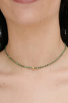 COLLANA CORTA MULTI PALLINE ACCIAIO E MALACHITE