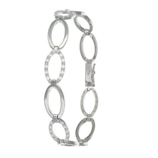 Bracciale oro bianco semirigido con zirconi bianchi