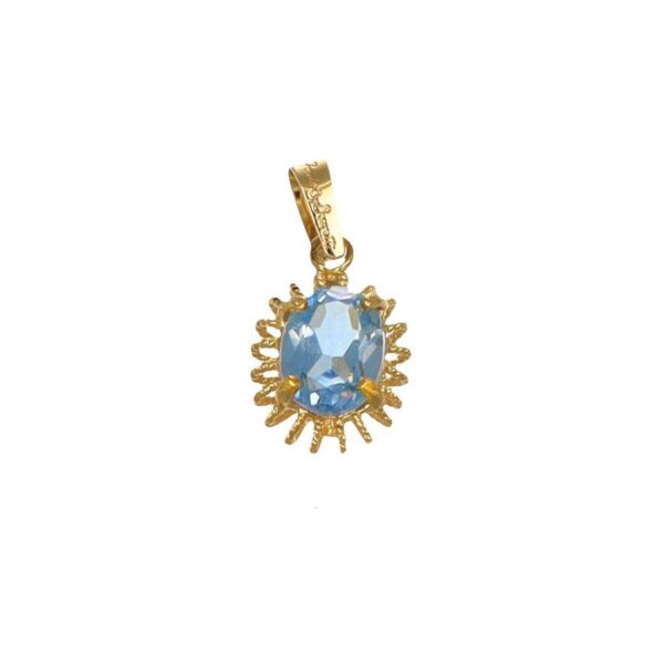 Ciondolo oro giallo con zircone celeste