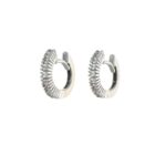 Orecchini oro bianco cerchietti con zirconi