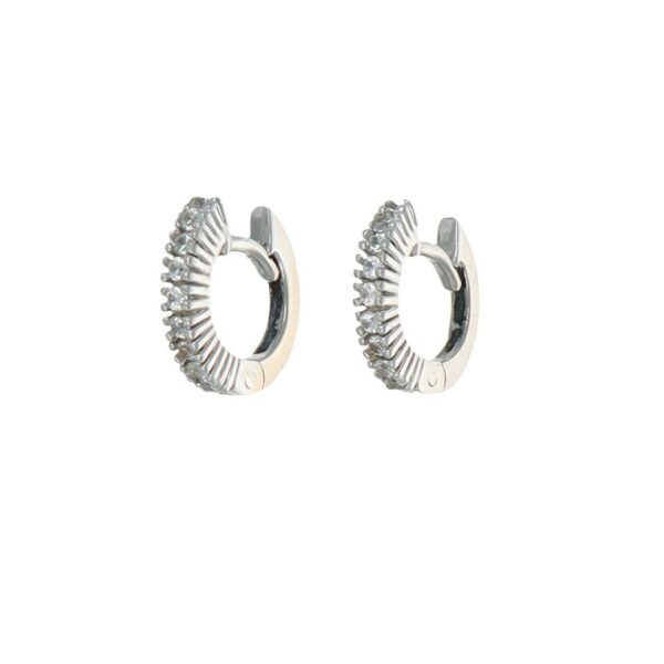 Orecchini oro bianco cerchietti con zirconi