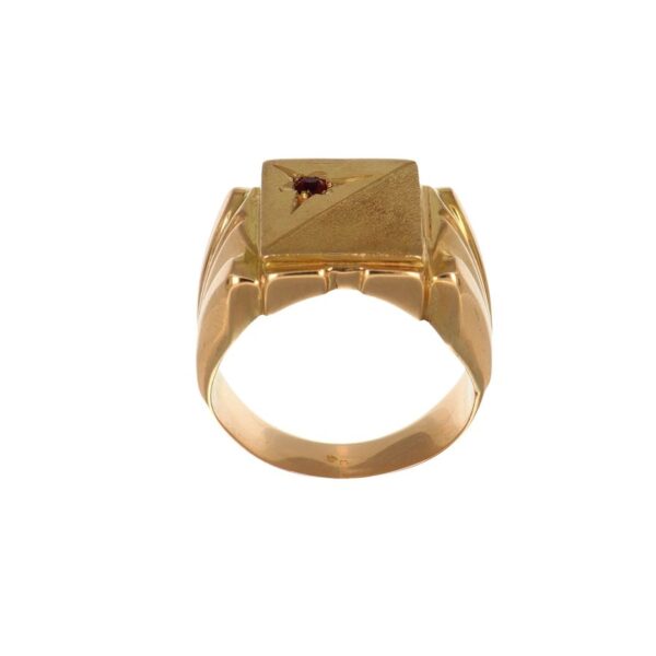 Anello oro giallo lucido satinato con zircone uomo