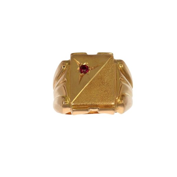 Anello oro giallo lucido satinato con zircone uomo