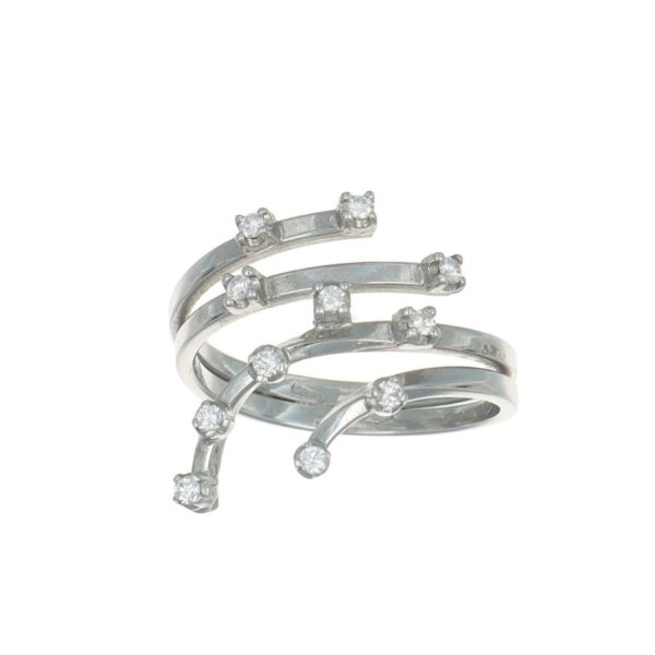 Anello oro bianco contrarie con diamanti