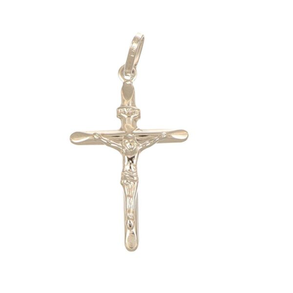 Ciondolo oro bianco croce con gesu
