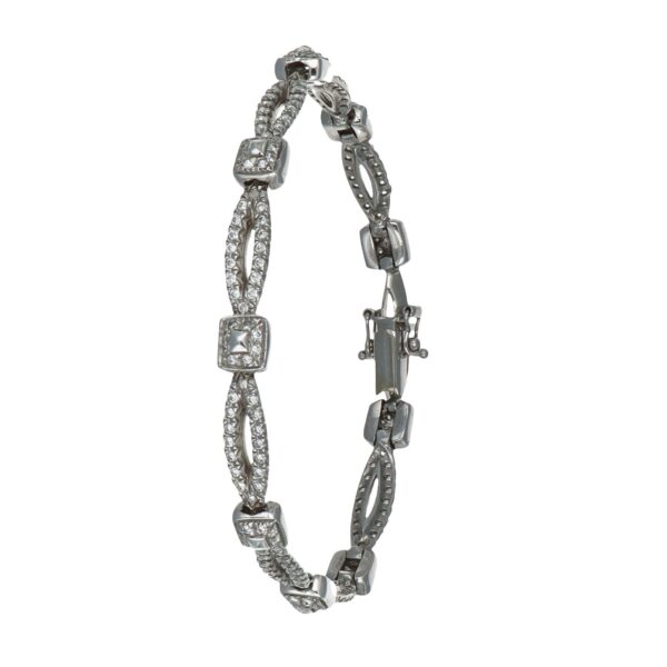 Bracciale oro bianco semirigido con zirconi