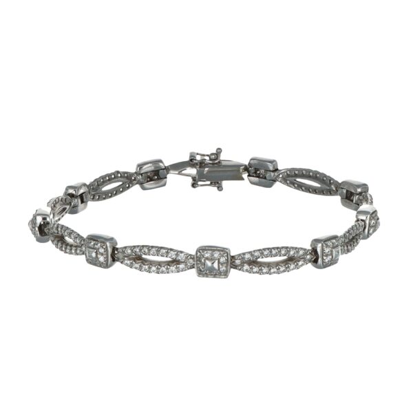 Bracciale oro bianco semirigido con zirconi