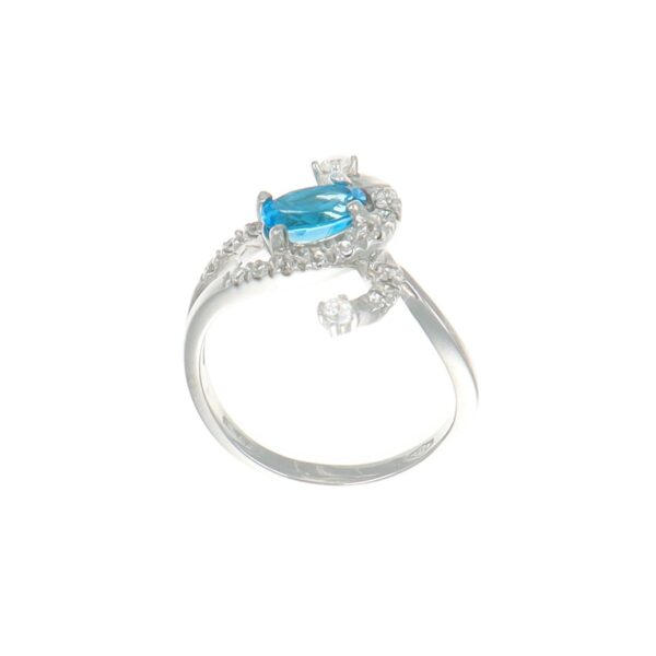 Anello oro bianco con zirconi bianchi e azzurro