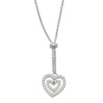 Collana oro bianco con ciondolo doppio cuore con zirconi bianchi pendente