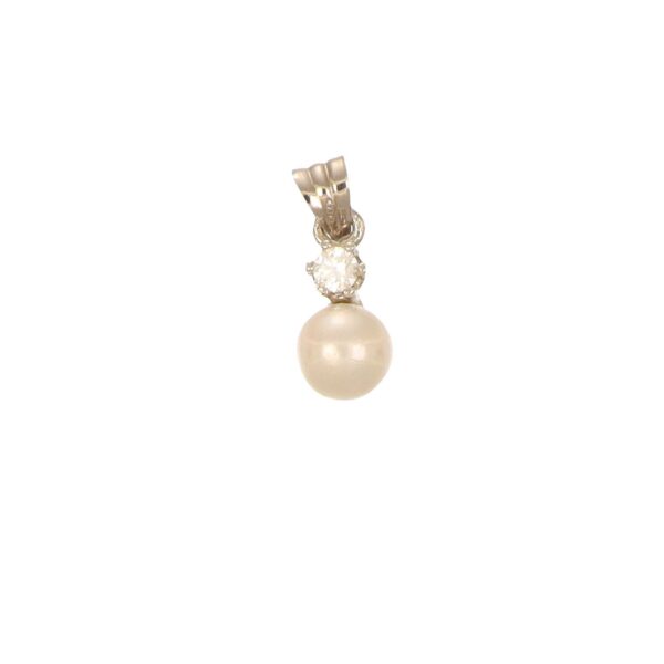 Ciondolo oro bianco con perla e zirconi