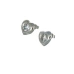 Orecchini oro bianco cuore con zircone