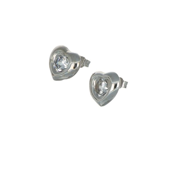 Orecchini oro bianco cuore con zircone