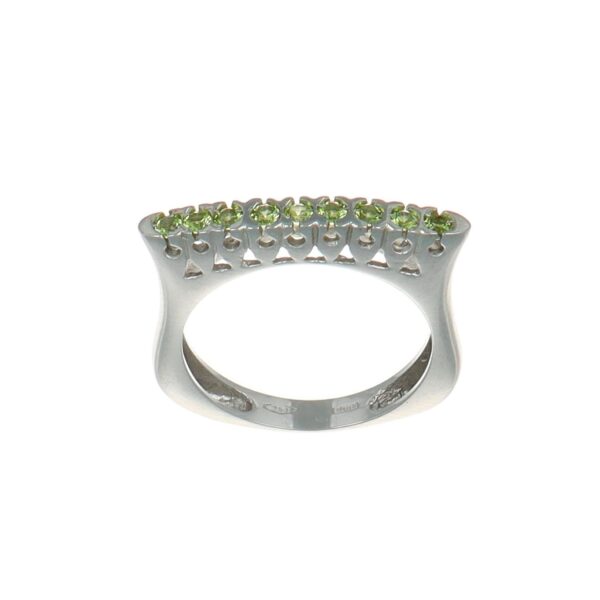 Anello oro bianco con zirconi verdi