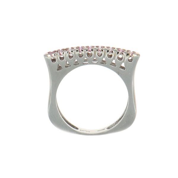 Anello oro bianco con zirconi rosa