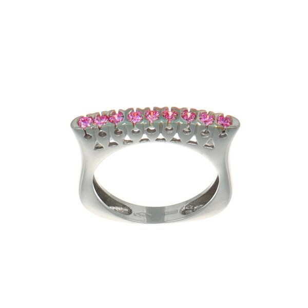Anello oro bianco con zirconi rosa